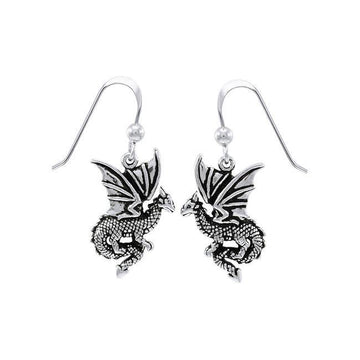 Fantasy Dragon Silver Earring TER1475 - Jewelry